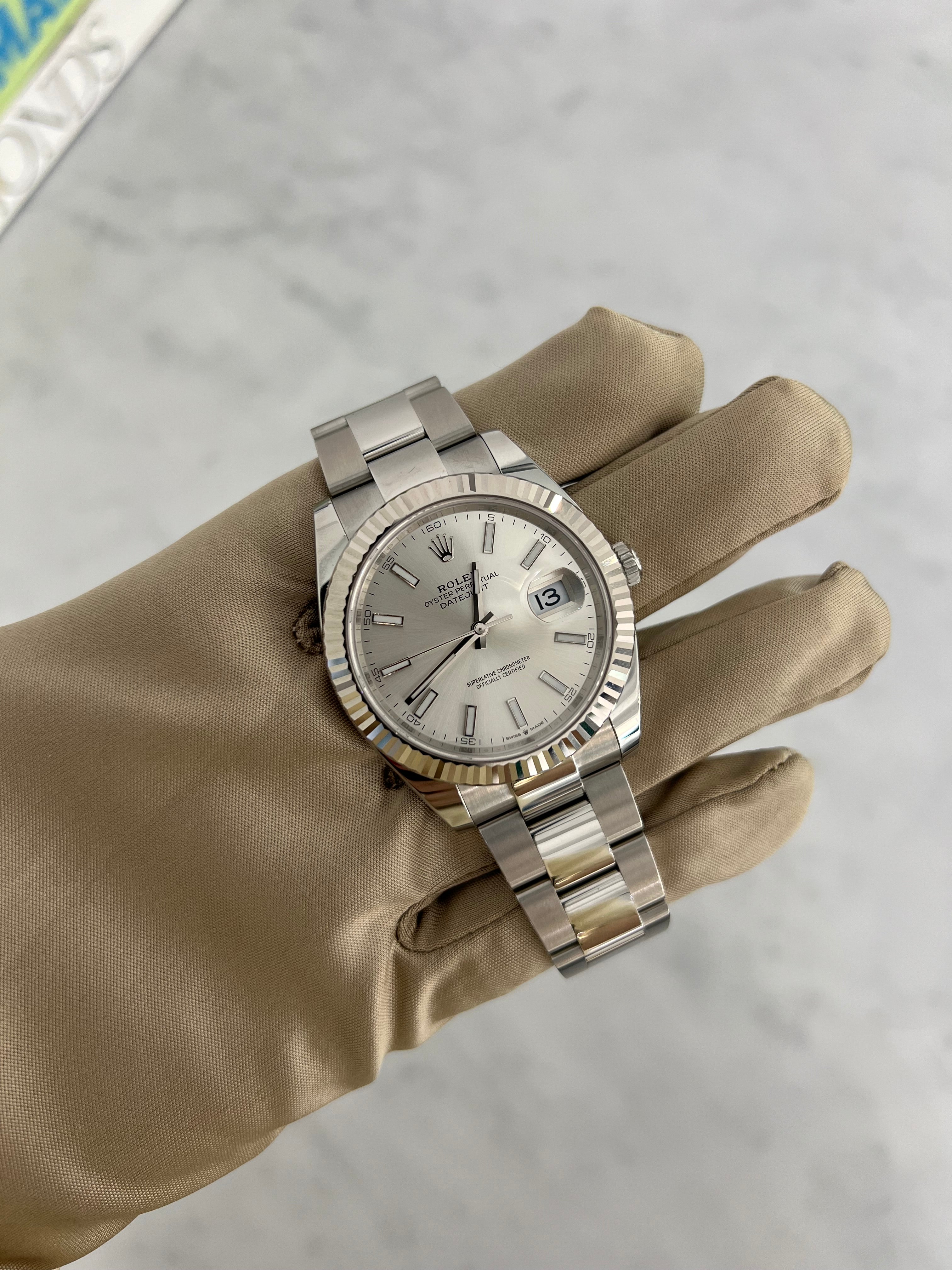 Rolex Datejust Stainless Steel Silver Dial Fluted Bezel Oyster Bracelet 41mm 126334/2025