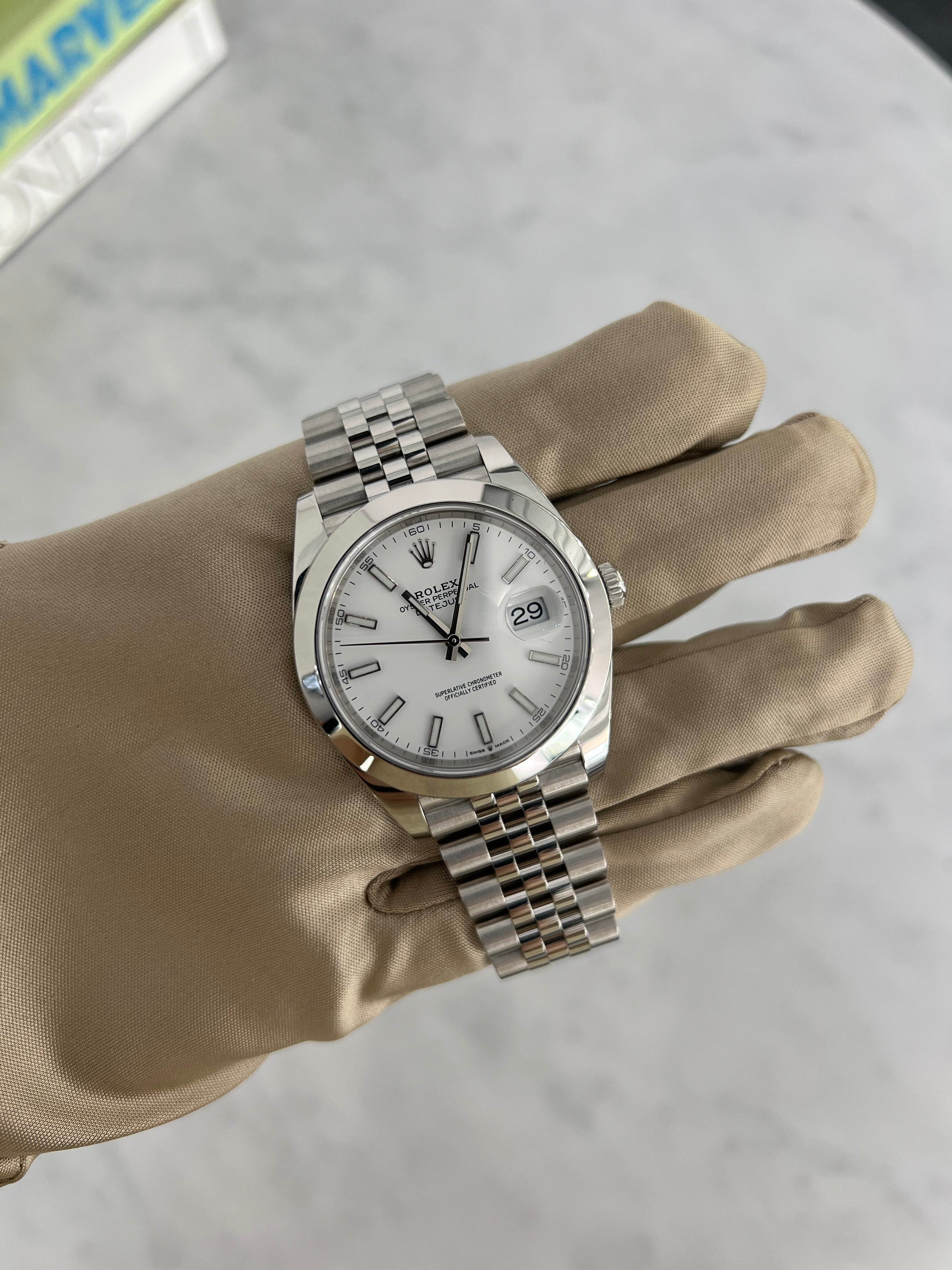 Rolex Datejust Stainless Steel White Stick Dial Jubilee Bracelet 41mm 126300/2020