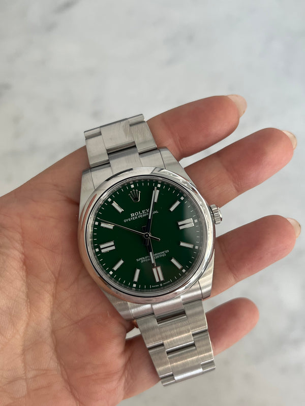 Rolex Oyster Perpetual Green Face 41MM 124300