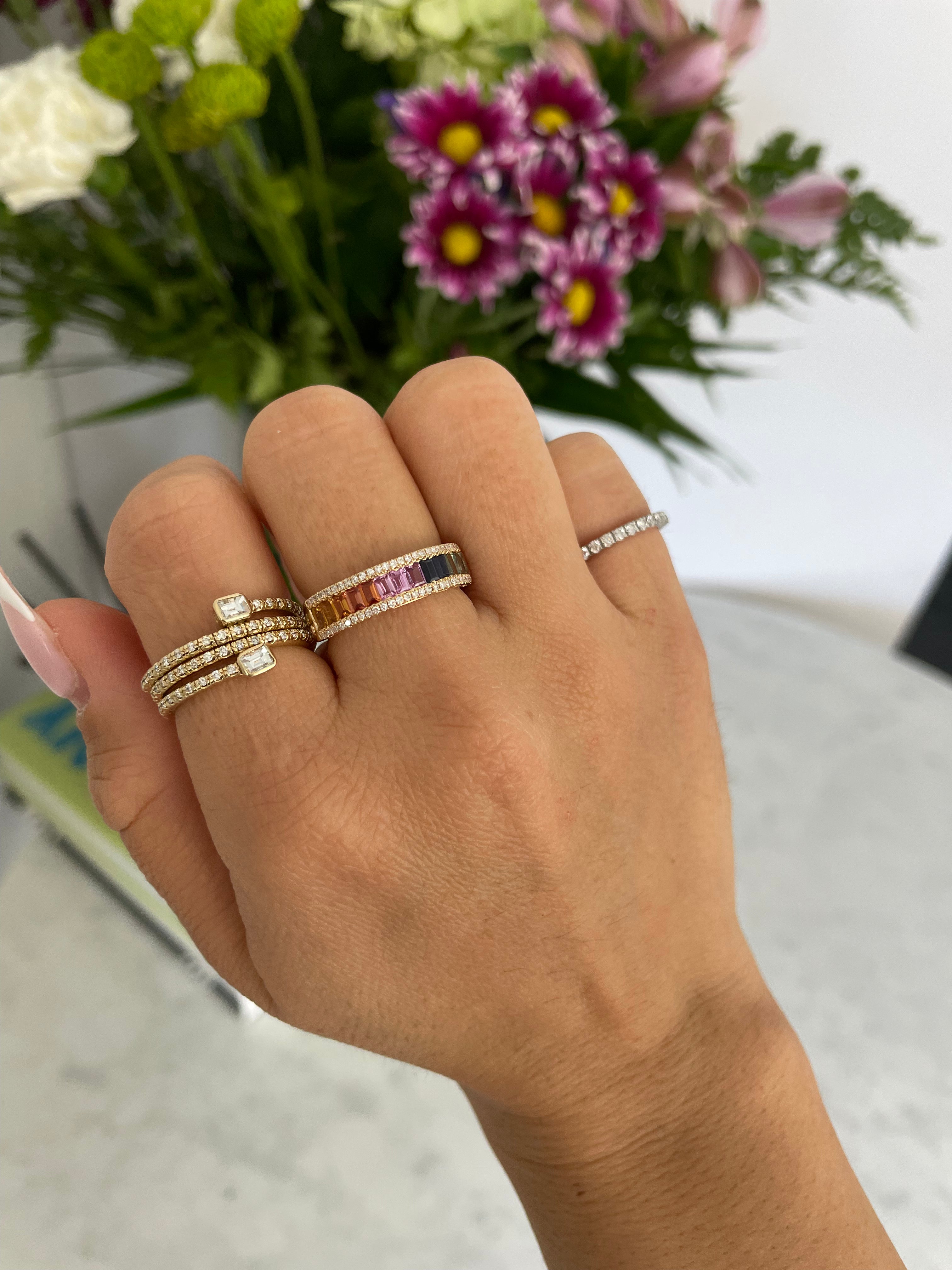 Colourful Baguette Gemstone Ring