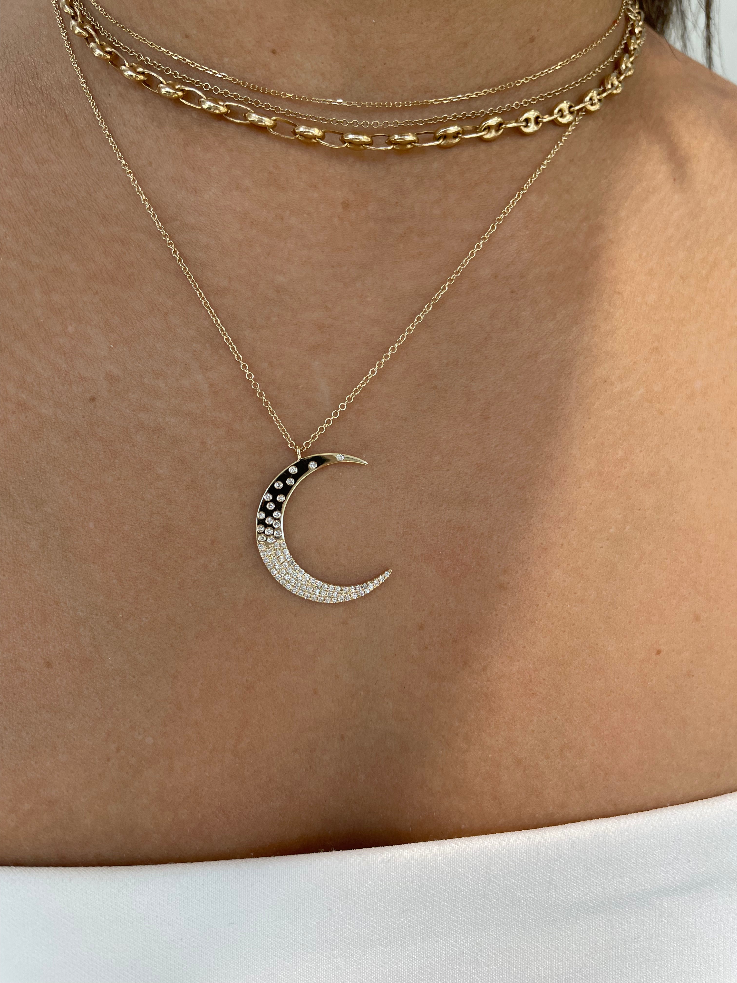 Mega Diamond Half Moon Necklace