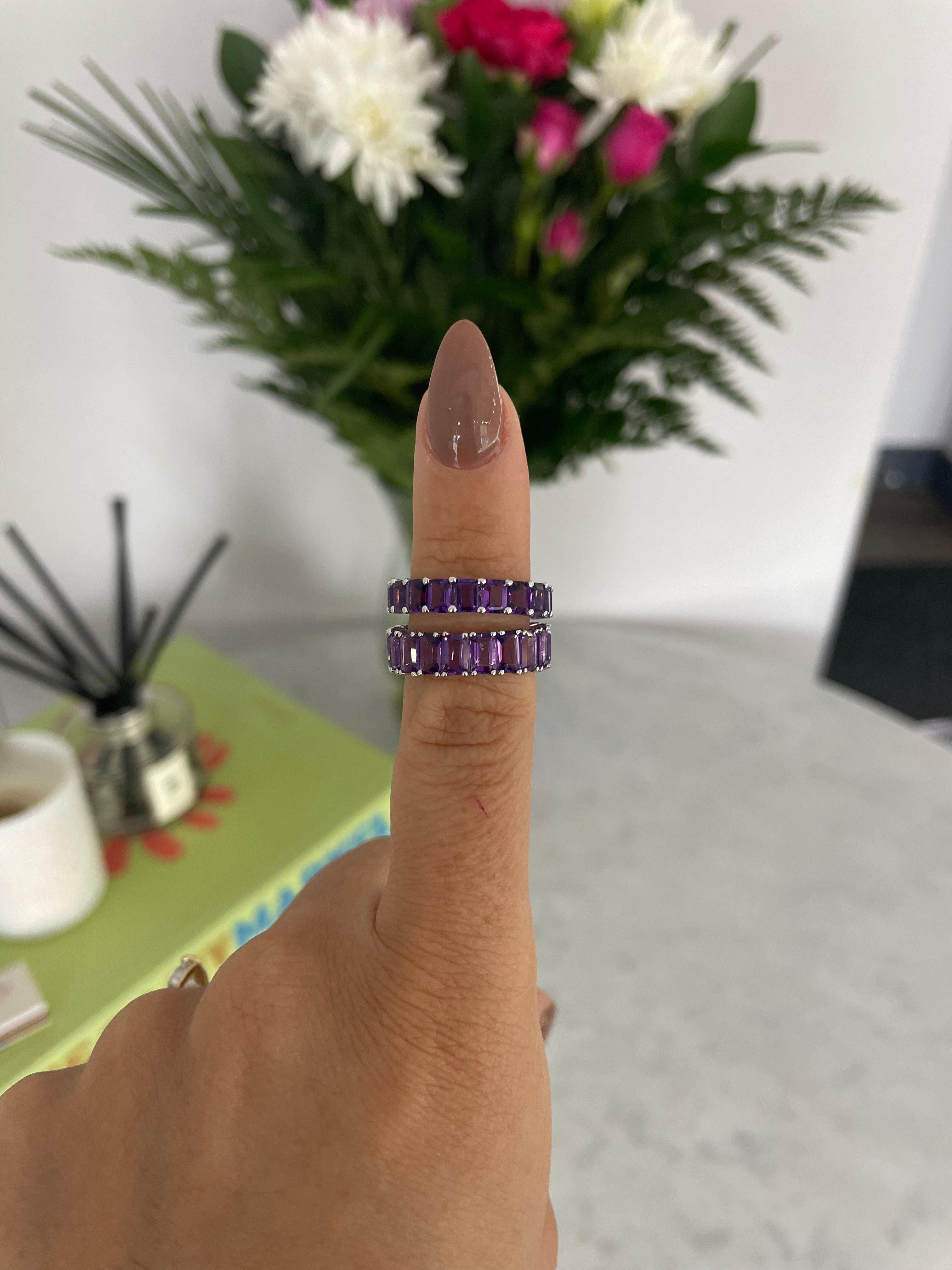 Amethyst Emerald Cut Eternity Ring