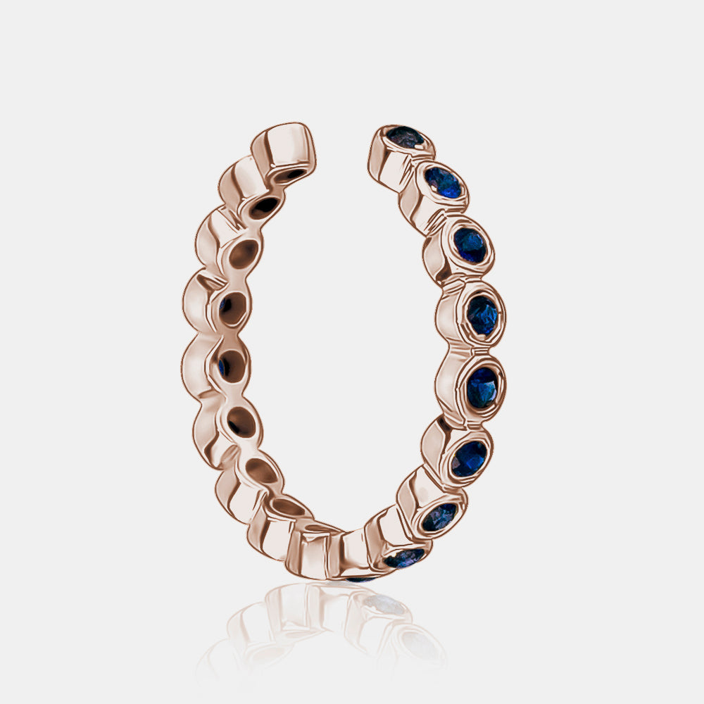 Manchette d'oreille en saphir bleu perlé 