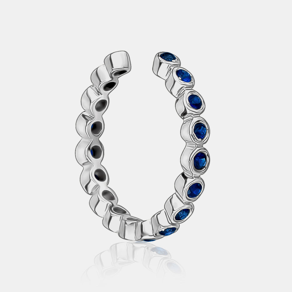 Manchette d'oreille en saphir bleu perlé 