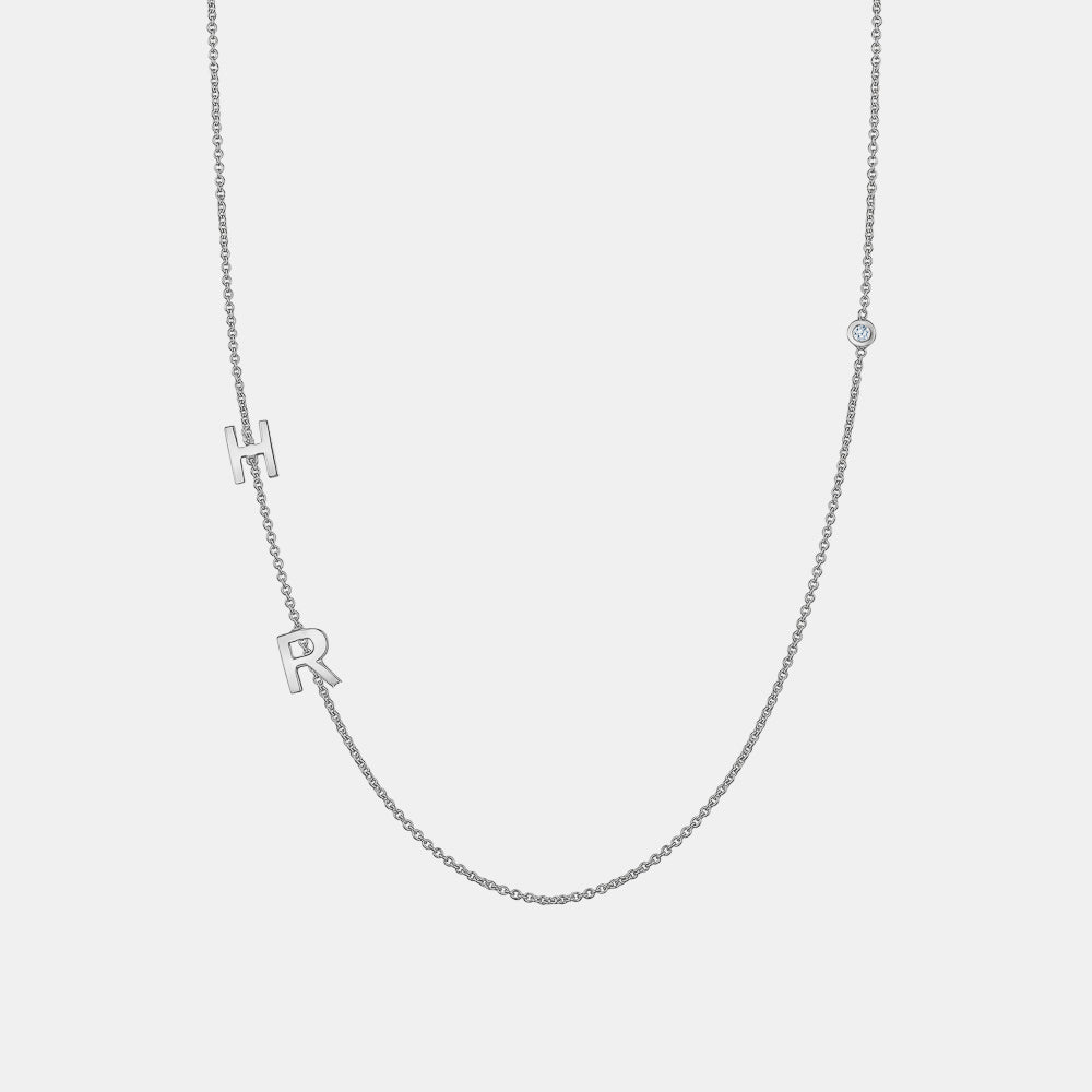 Collier Mini Initiales à 2 Lettres avec facette de diamant