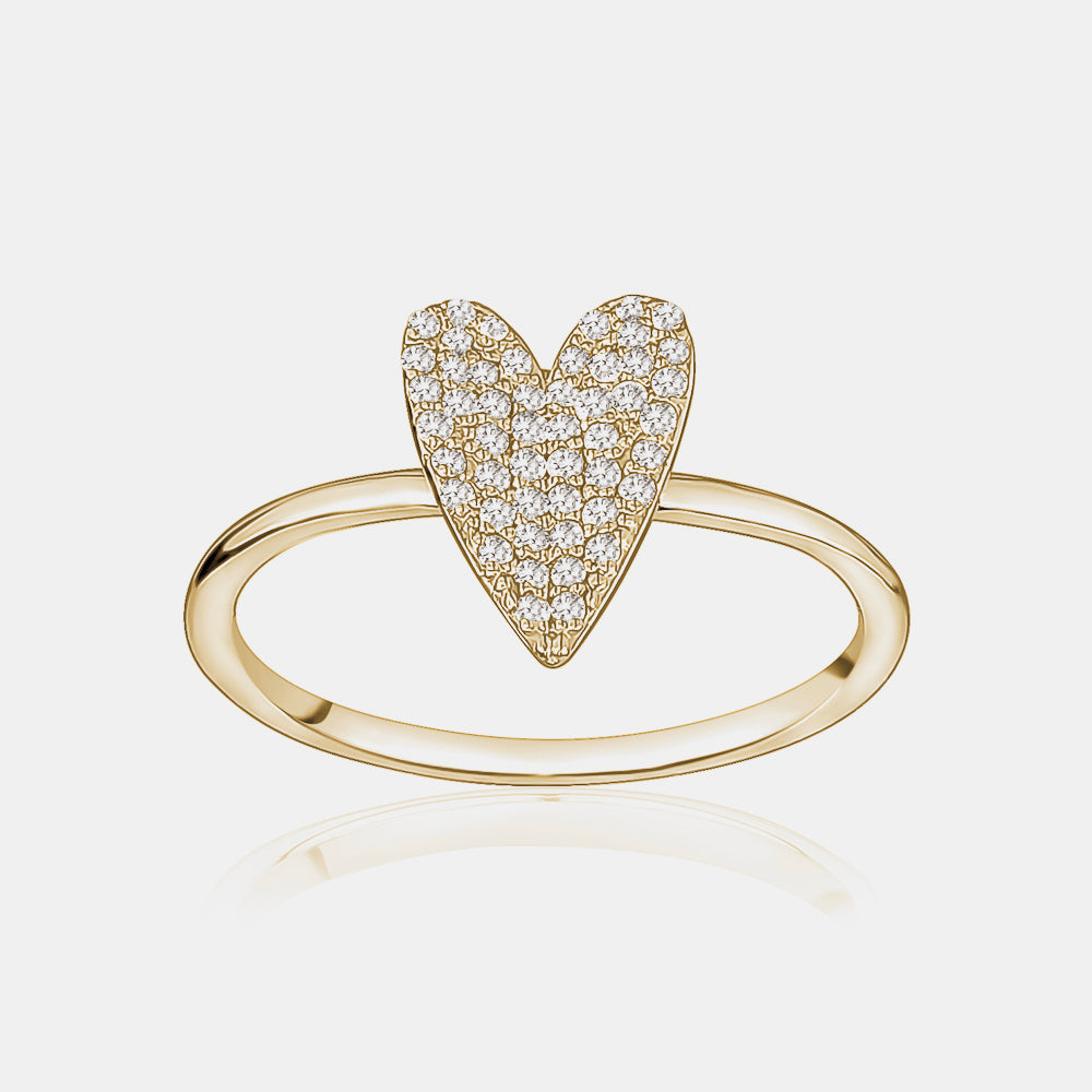 Bague de Coeur Allongé en Diamant