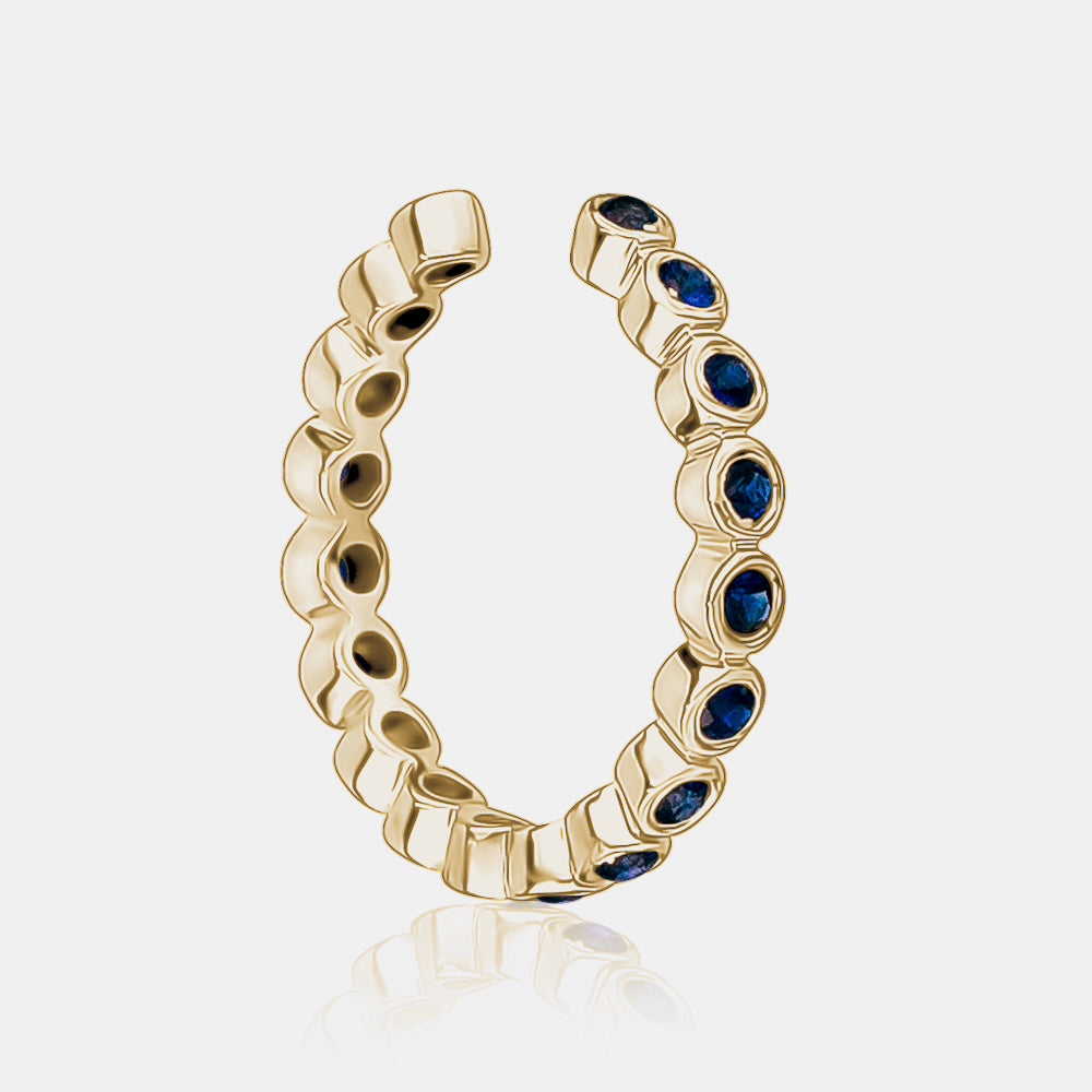 Manchette d'oreille en saphir bleu perlé 