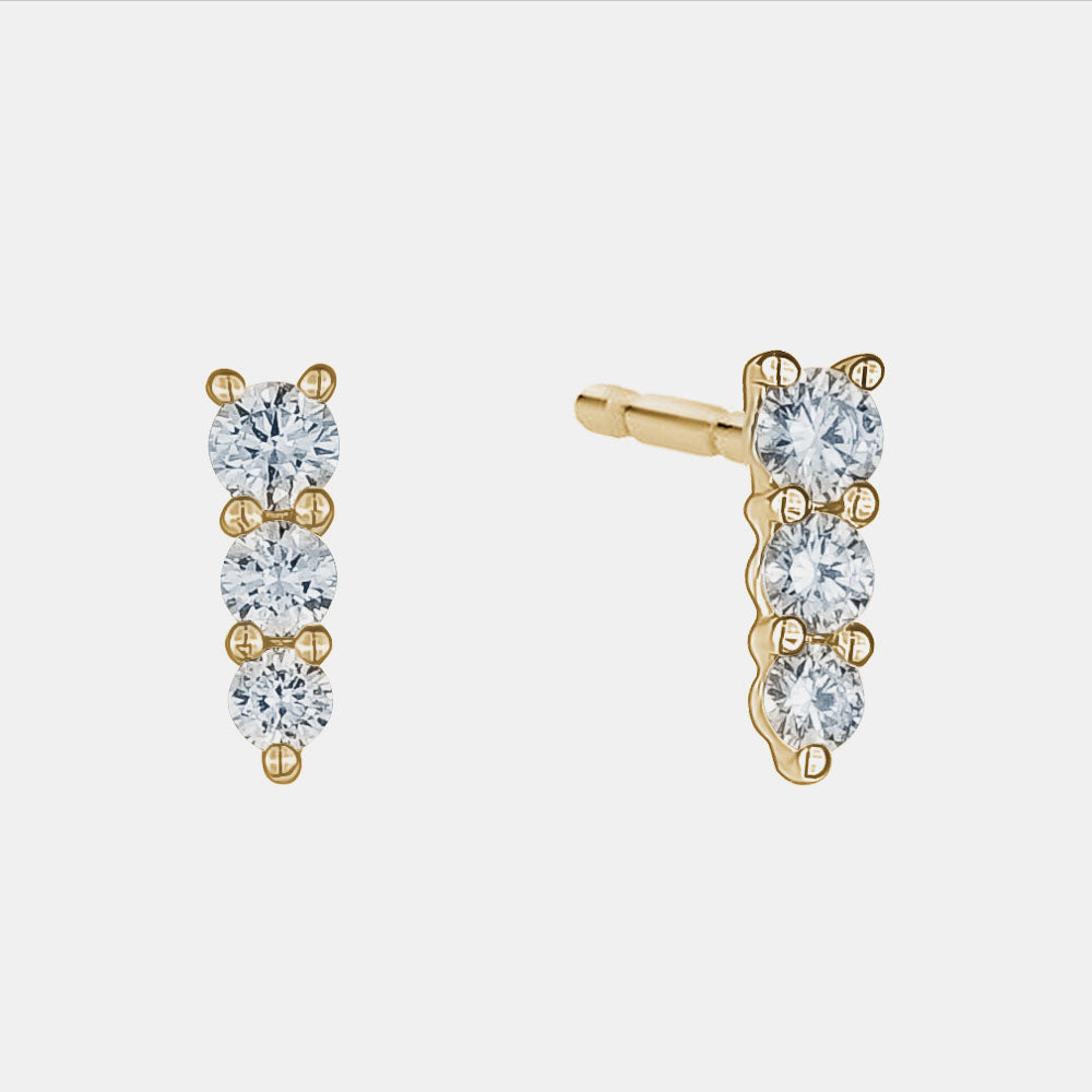 Pointy Graduated Diamond Bar Studs
