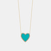 Collier en forme de cœur en turquoise avec bordure de diamants