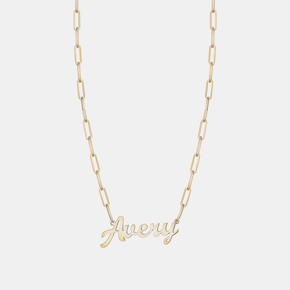 Custom Cursive Paperclip Chain Name Necklace