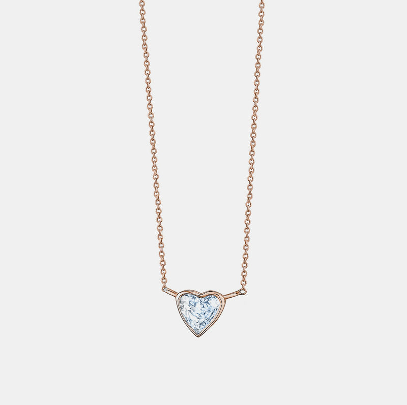 Bezel Set Heart Shaped Solitaire Necklace