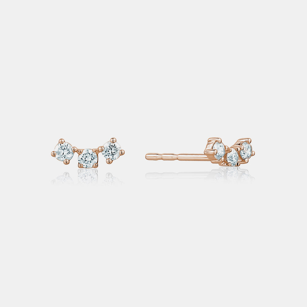 Curved Diamond Trio Studs