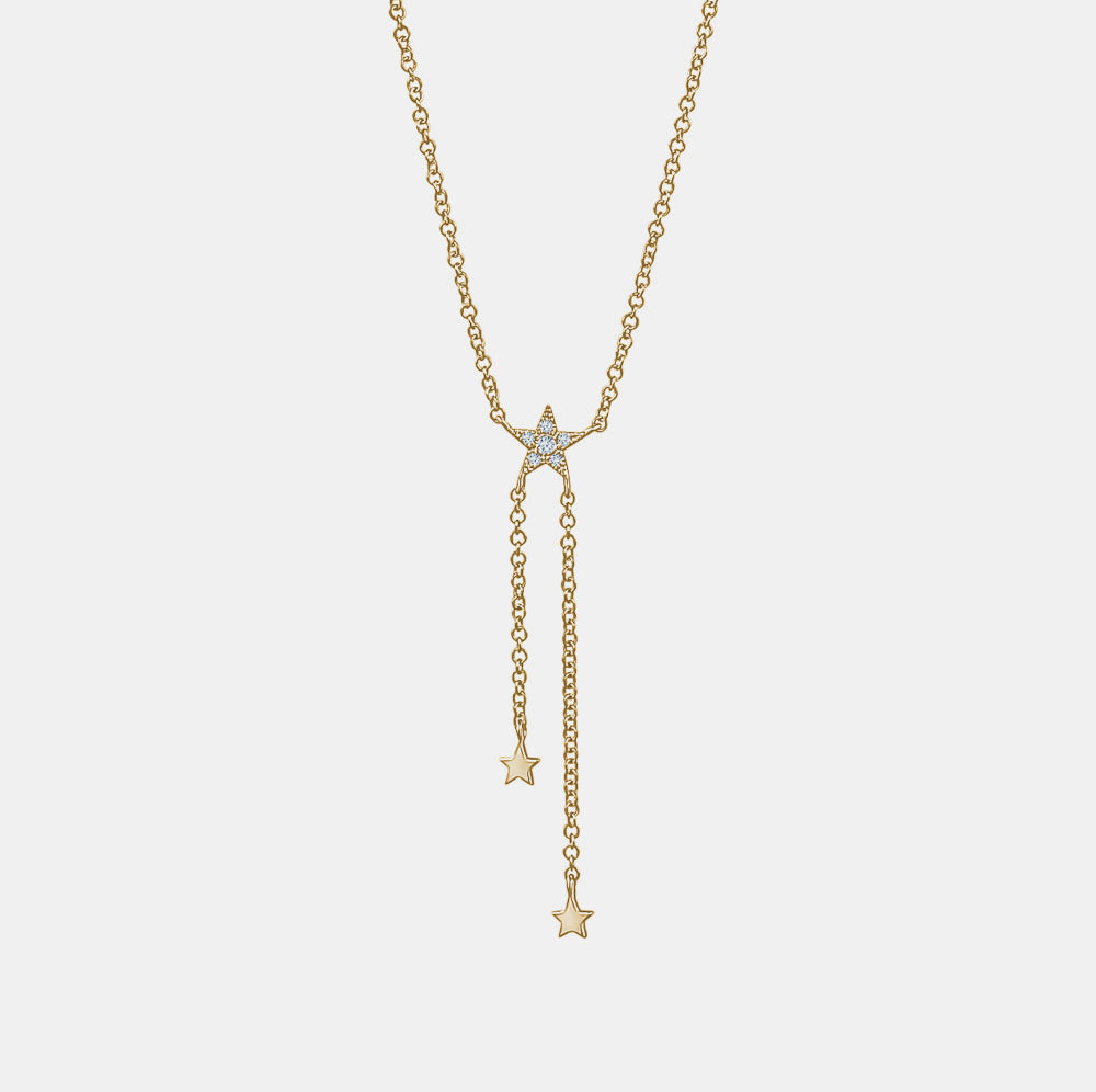 Double Dangling Diamond Star Necklace