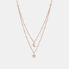 Collier à Double Chaîne d'Étoile et Lune en Diamant