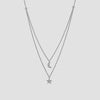 Collier à Double Chaîne d'Étoile et Lune en Diamant