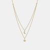 Collier à Double Chaîne d'Étoile et Lune en Diamant