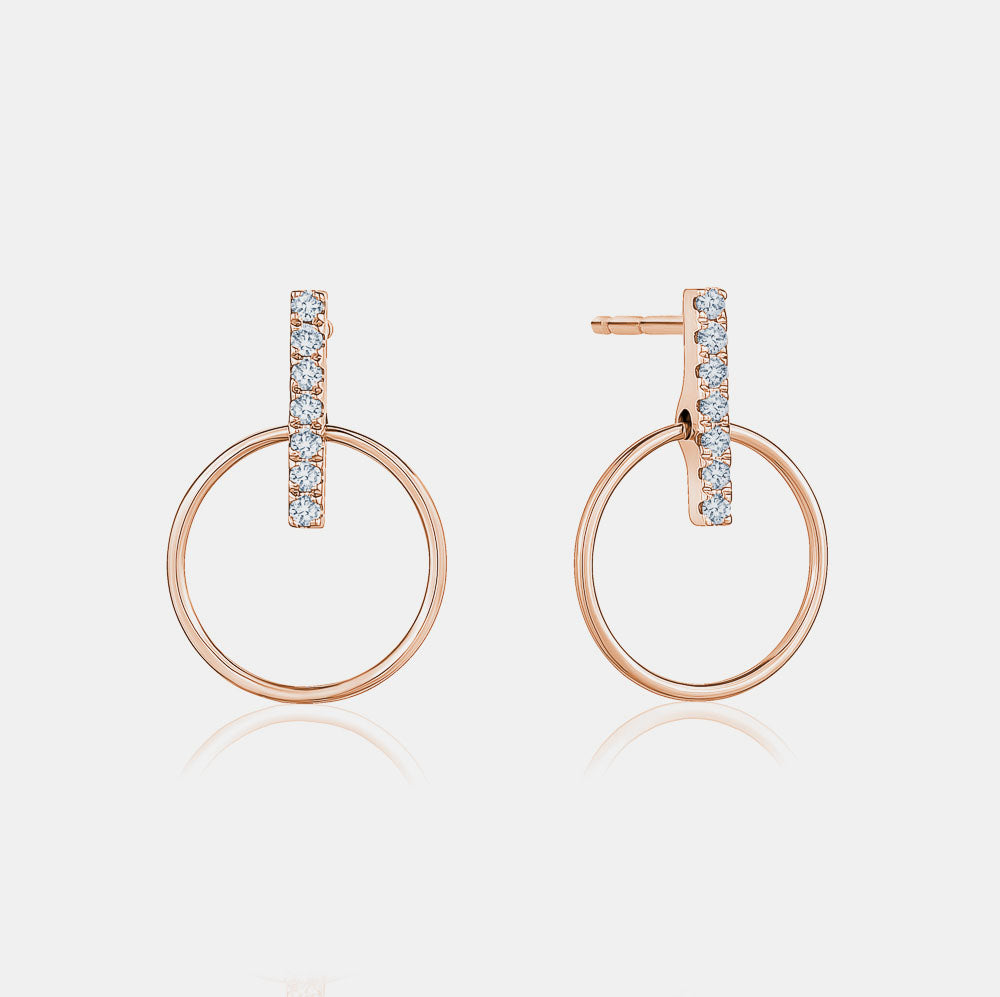 Boucles d'oreilles Circulaires de Barre de Diamants 