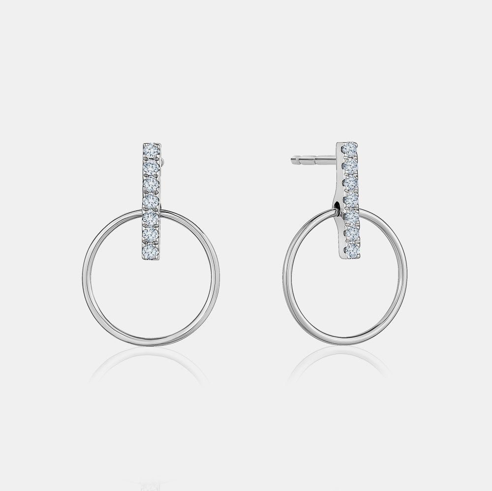 Boucles d'oreilles Circulaires de Barre de Diamants 