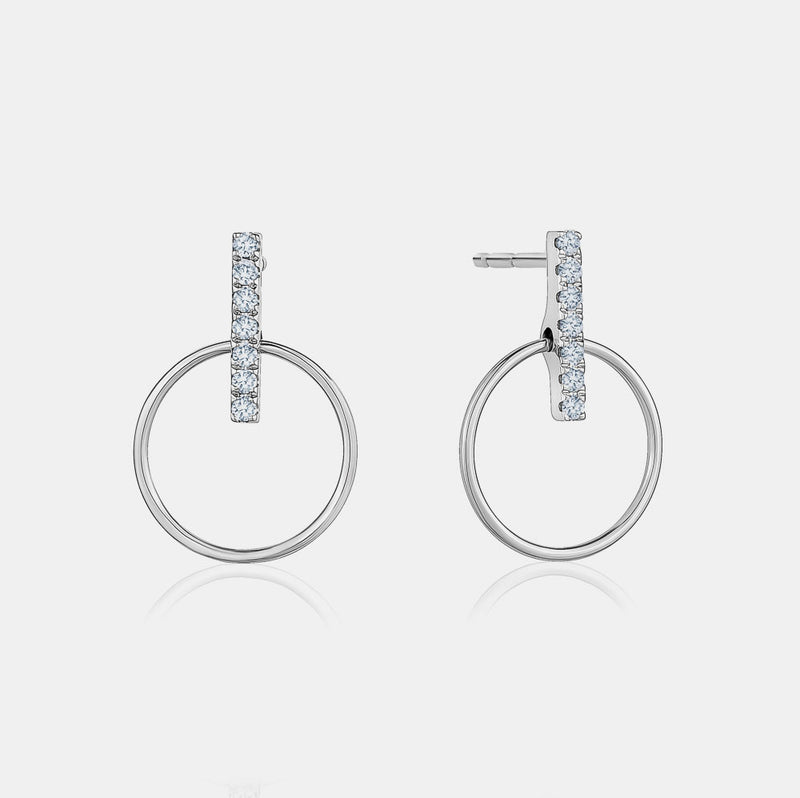 Diamond Bar Circular Earrings