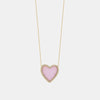 Collier en forme de coeur avec diamant et opale rose