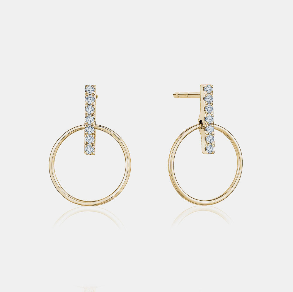 Boucles d'oreilles Circulaires de Barre de Diamants 