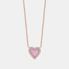 Mini collier coeur en opale rose bordé de diamants