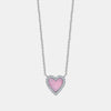 Mini collier coeur en opale rose bordé de diamants
