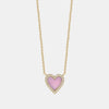 Mini collier coeur en opale rose bordé de diamants