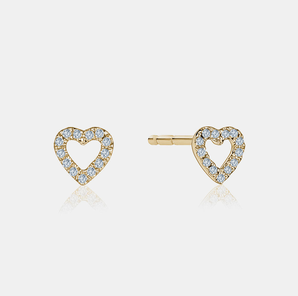 Open Diamond Heart Studs