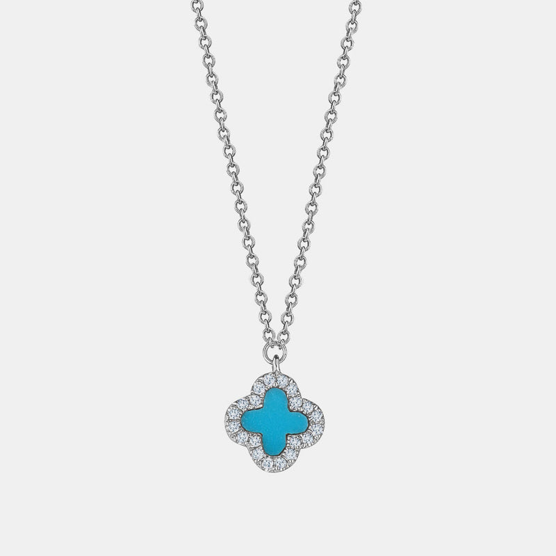 Turquoise Diamond Clover Necklace