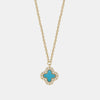 Collier trèfle en turquoise et diamant