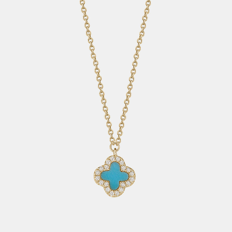 Collier trèfle en turquoise et diamant