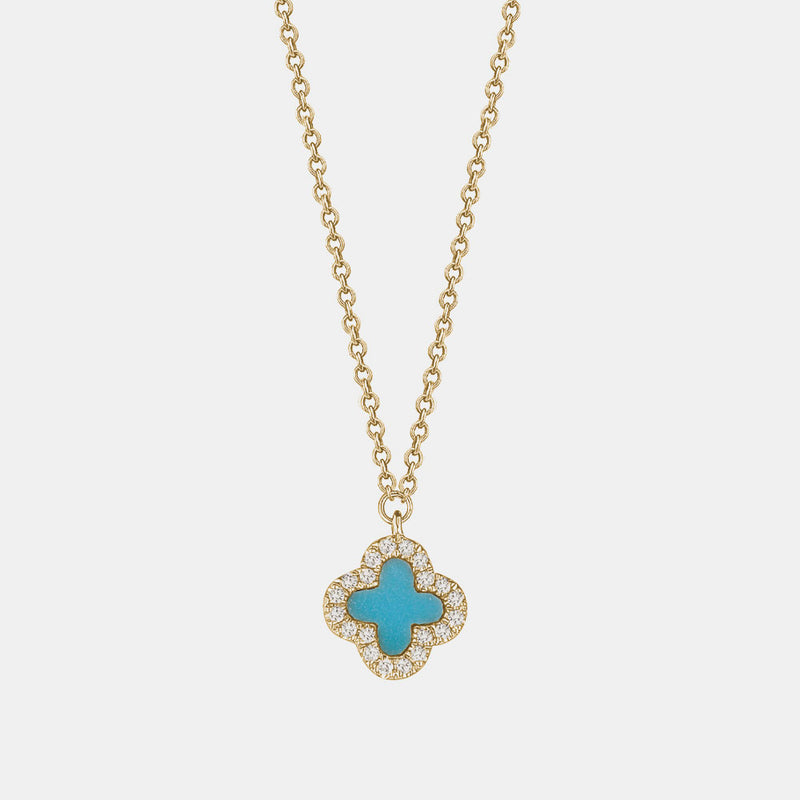 Turquoise Diamond Clover Necklace