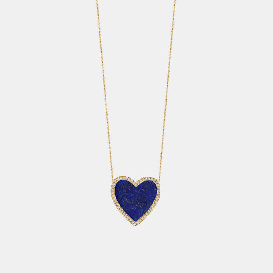 Collier de Coeur en Diamant Bleu Marine