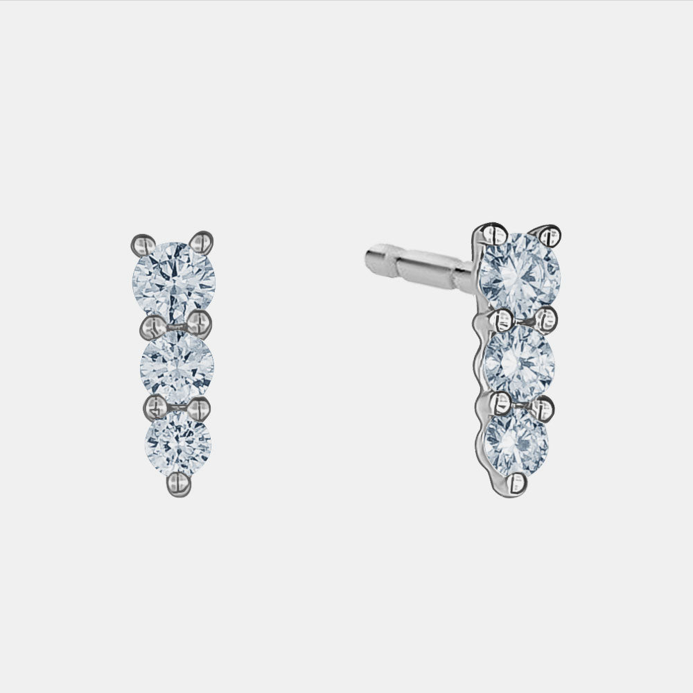 Pointy Graduated Diamond Bar Studs