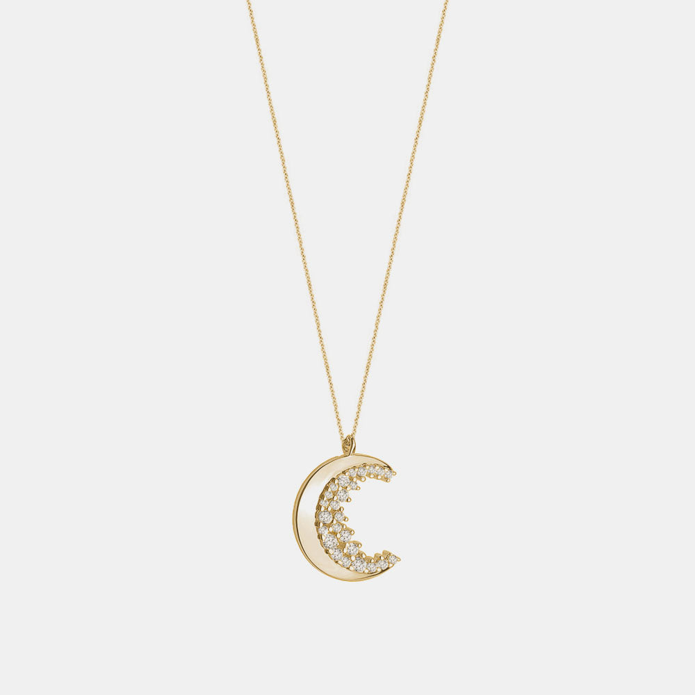 Diamond Half Moon Necklace