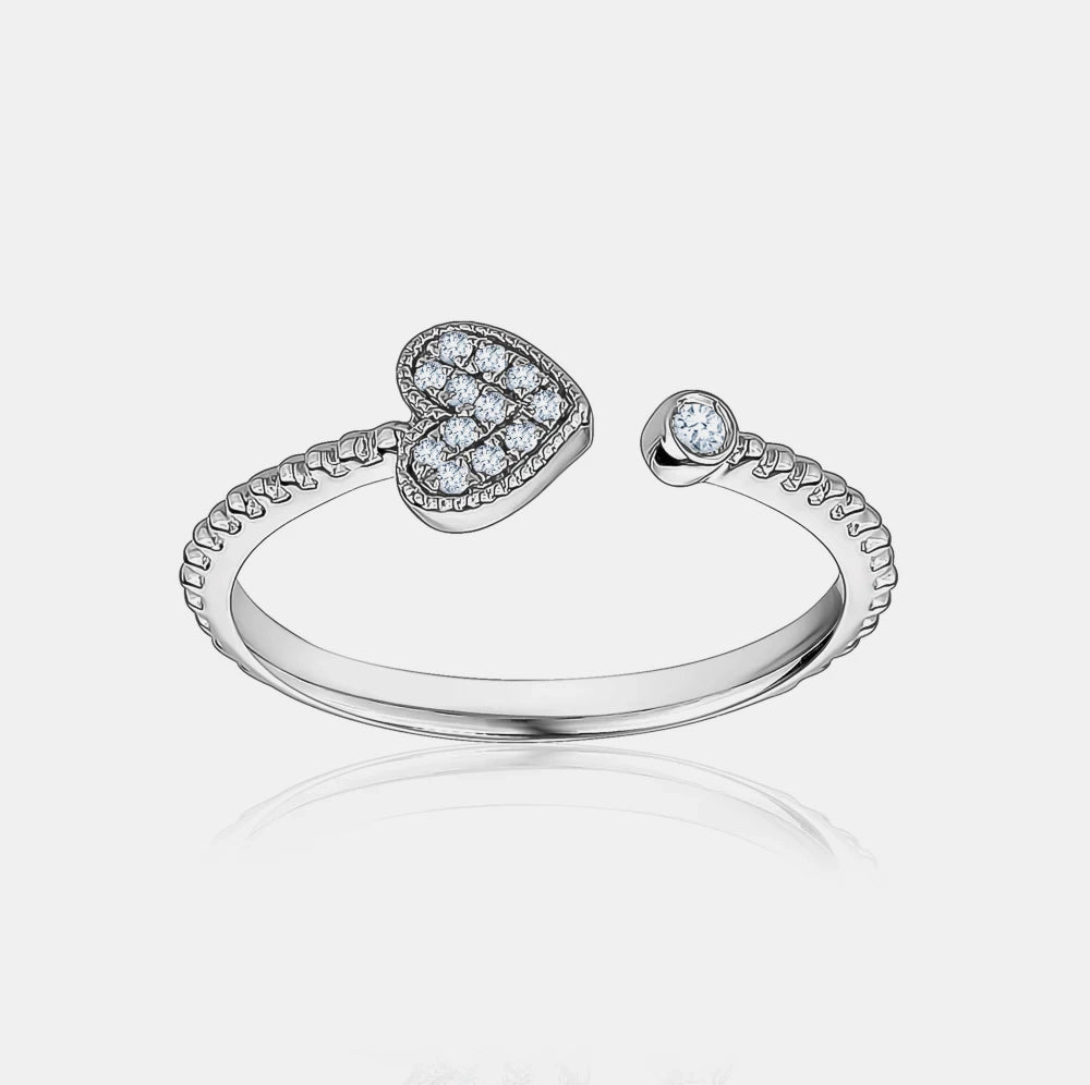 Open heart diamond ring on sale
