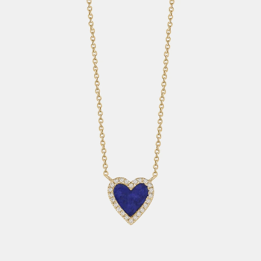 Collier Mini Coeur Bleu Marin en Diamant