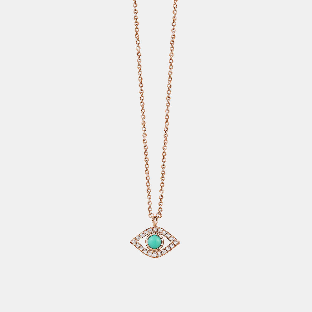 Collier Mauvais Oeil avec Pierre Précieuse Turquoise