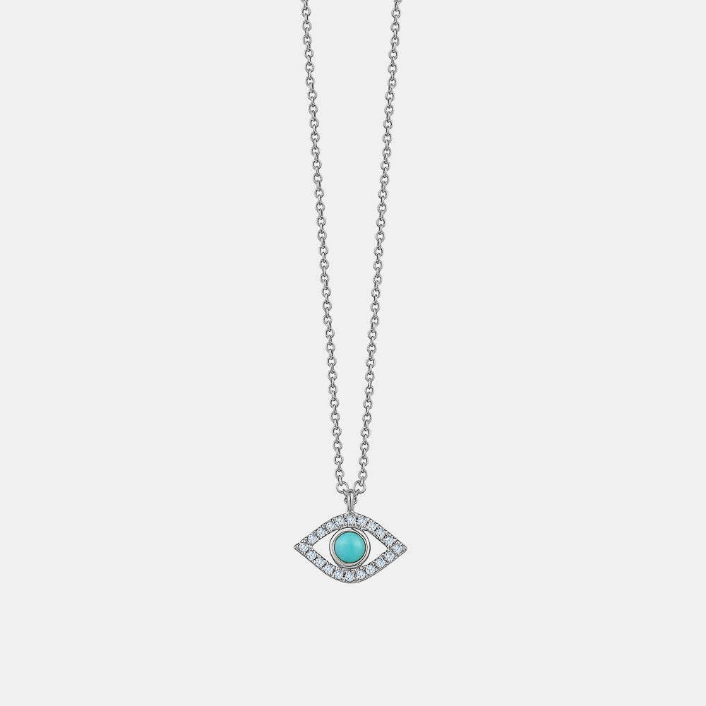 Collier Mauvais Oeil avec Pierre Précieuse Turquoise