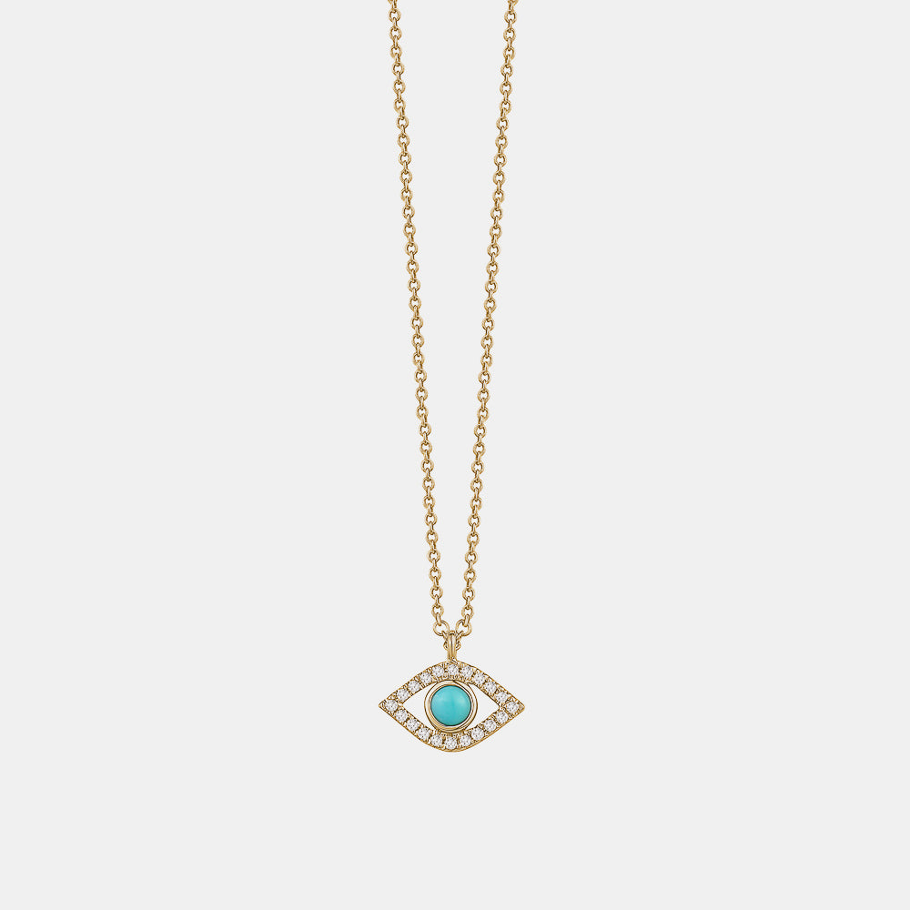 Collier Mauvais Oeil avec Pierre Précieuse Turquoise