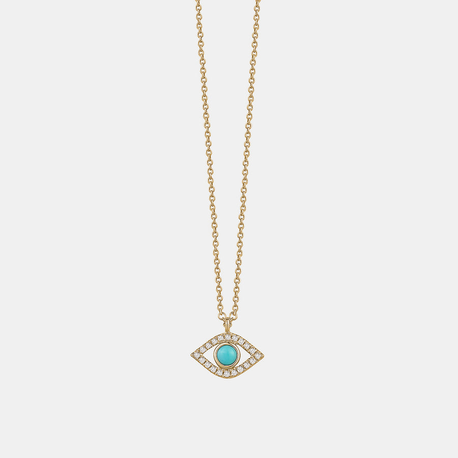 Collier Mauvais Oeil avec Pierre Précieuse Turquoise