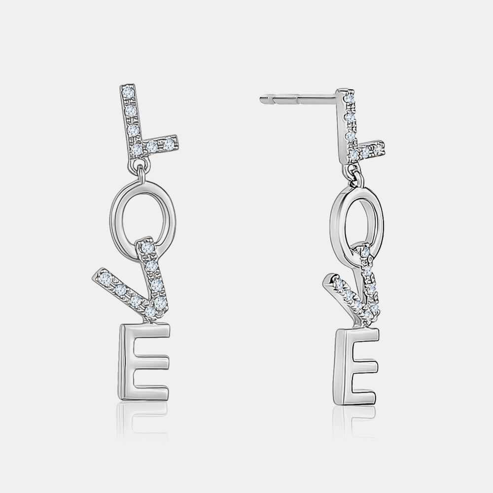 Boucles d'Oreilles "LOVE" pendant en Diamant