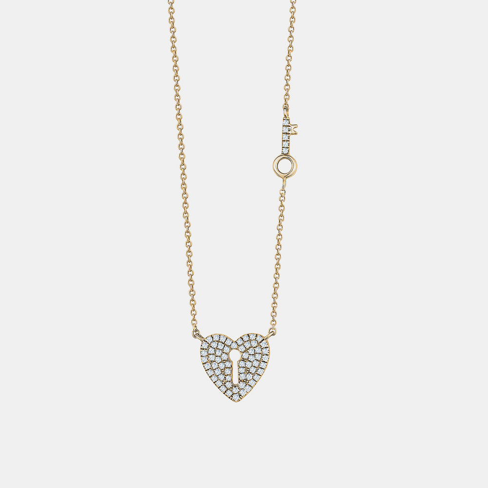 Collier de Coeur Pavé avec Fleche