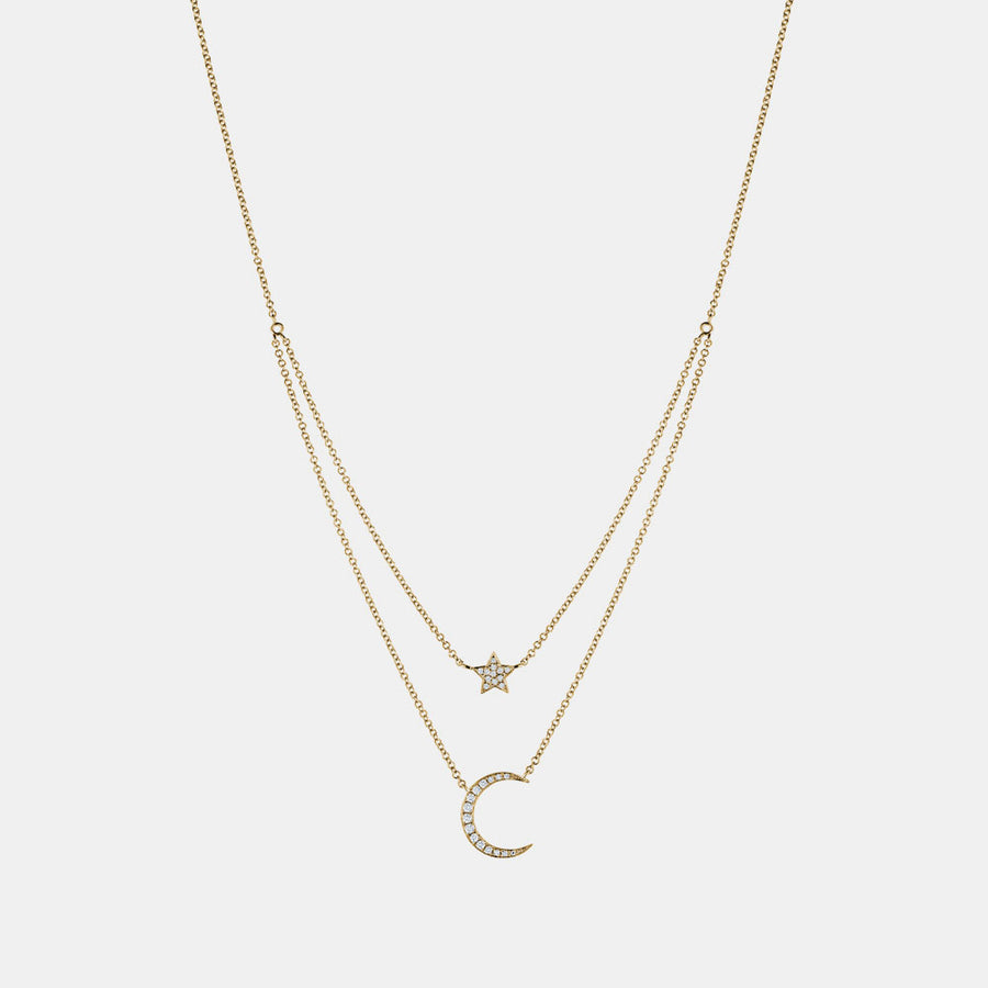 Collier Demi Lune et Étoile en Diamant
