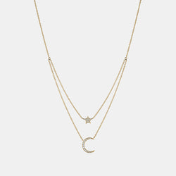 Diamond Half Moon Star Necklace