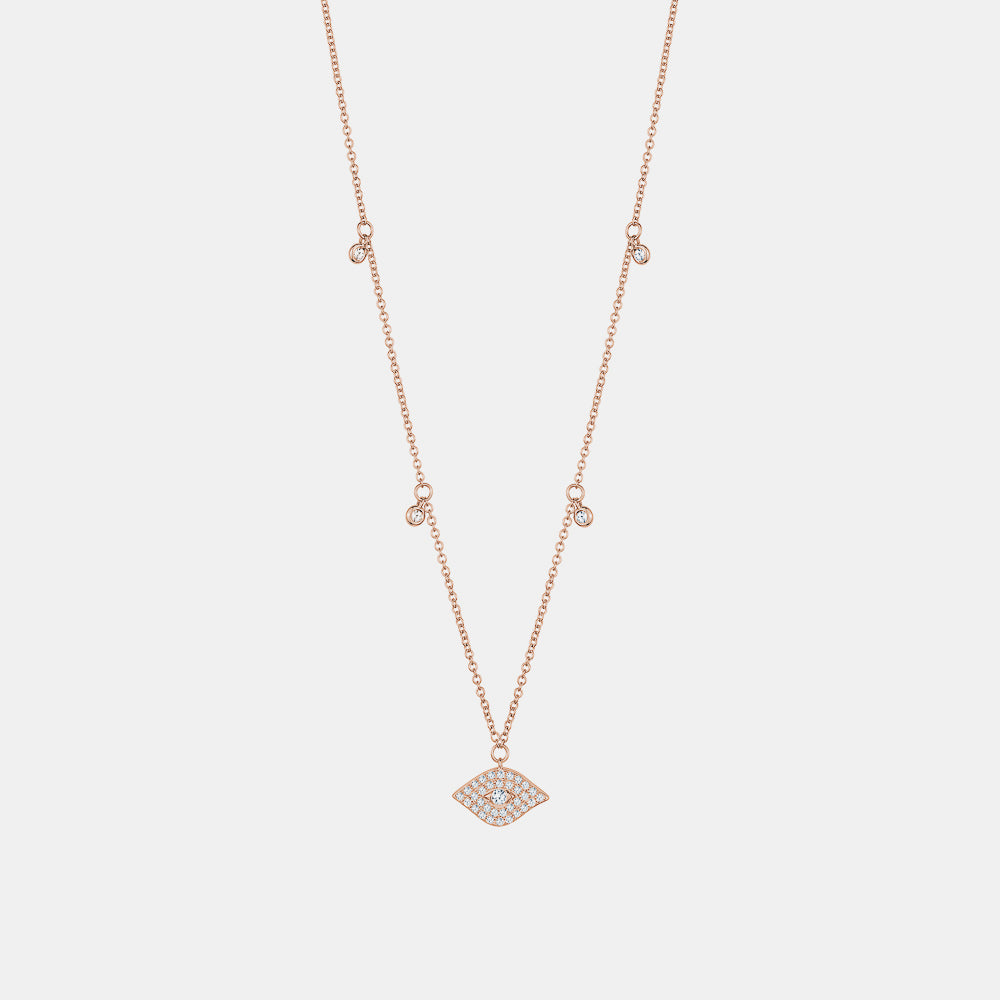 Diamond Evil Eye Bezel Necklace