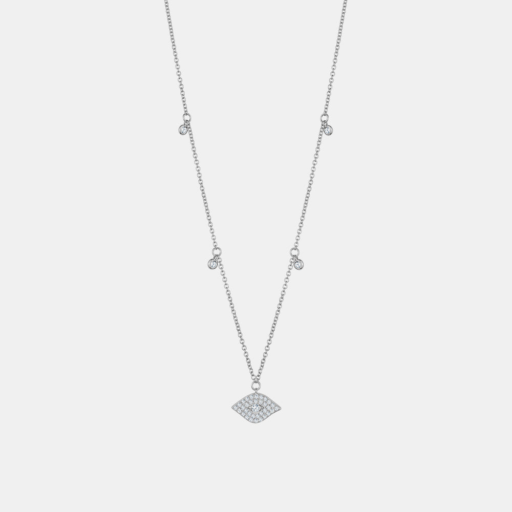Diamond Evil Eye Bezel Necklace