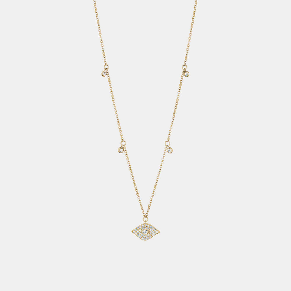 Diamond Evil Eye Bezel Necklace