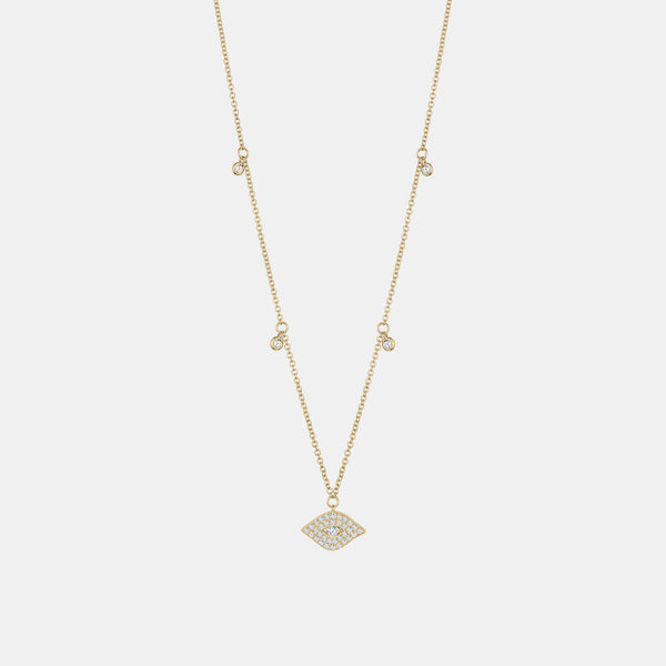 Diamond Evil Eye Bezel Necklace